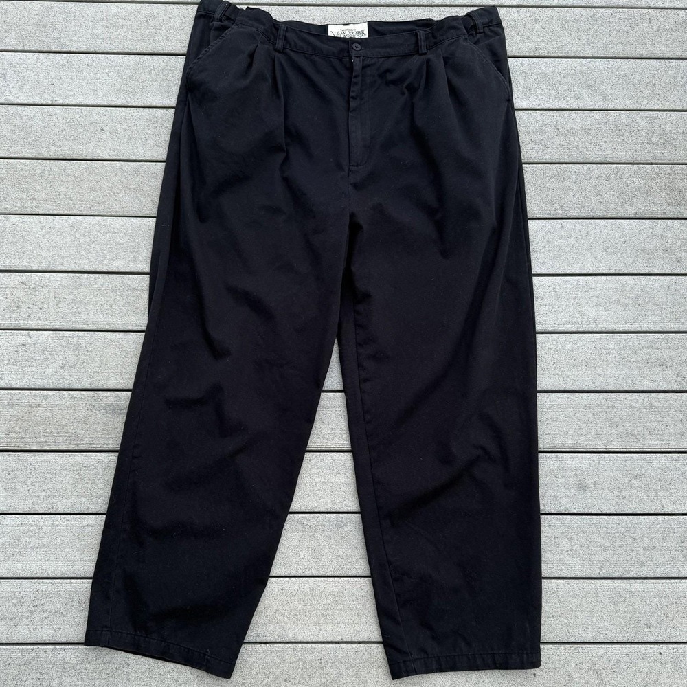 Vintage 1990s 90s Pleated New Classics BLACK Pants 46‎ X 32 Comfort Elastic
